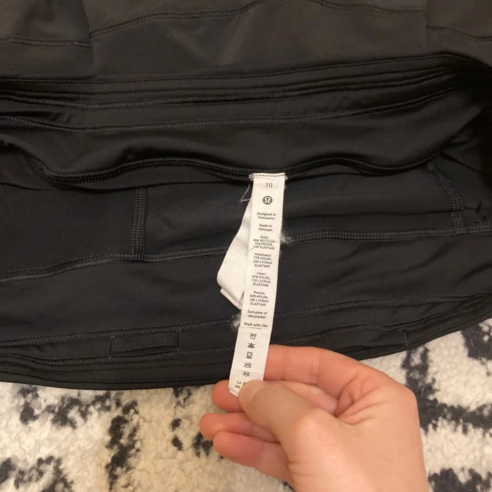 Lululemon Pace Rival Skirt Skort Sz 10 Black Pickleball Tennis Golf Hiking EUC - Picture 10 of 13